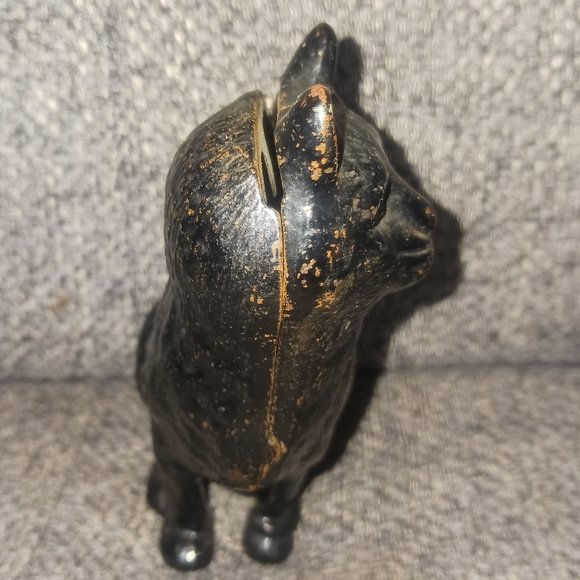 Early 1900's Cast Iron Black Cat Coin Bank - Picture 4 of 5
